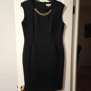 Calvin Klein Black Dress with Gold Accent